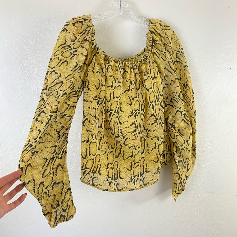 Frame Denim Yellow Snake Print Top
